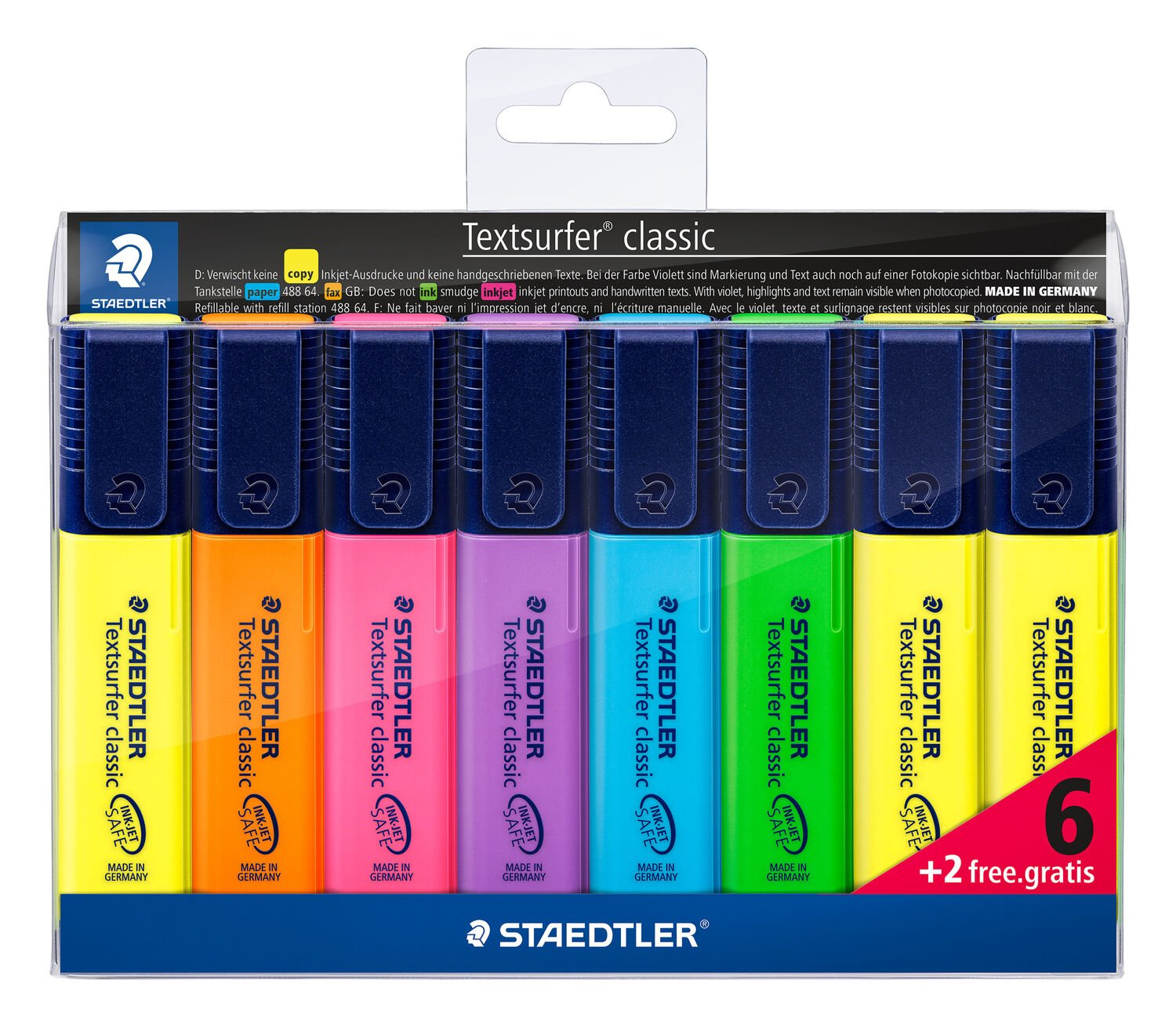 Staedtler Textsurfer classic 364 märkpennor 8 styck Mejselspets Blå, Grön, Orange, Rosa, Violett, Gul