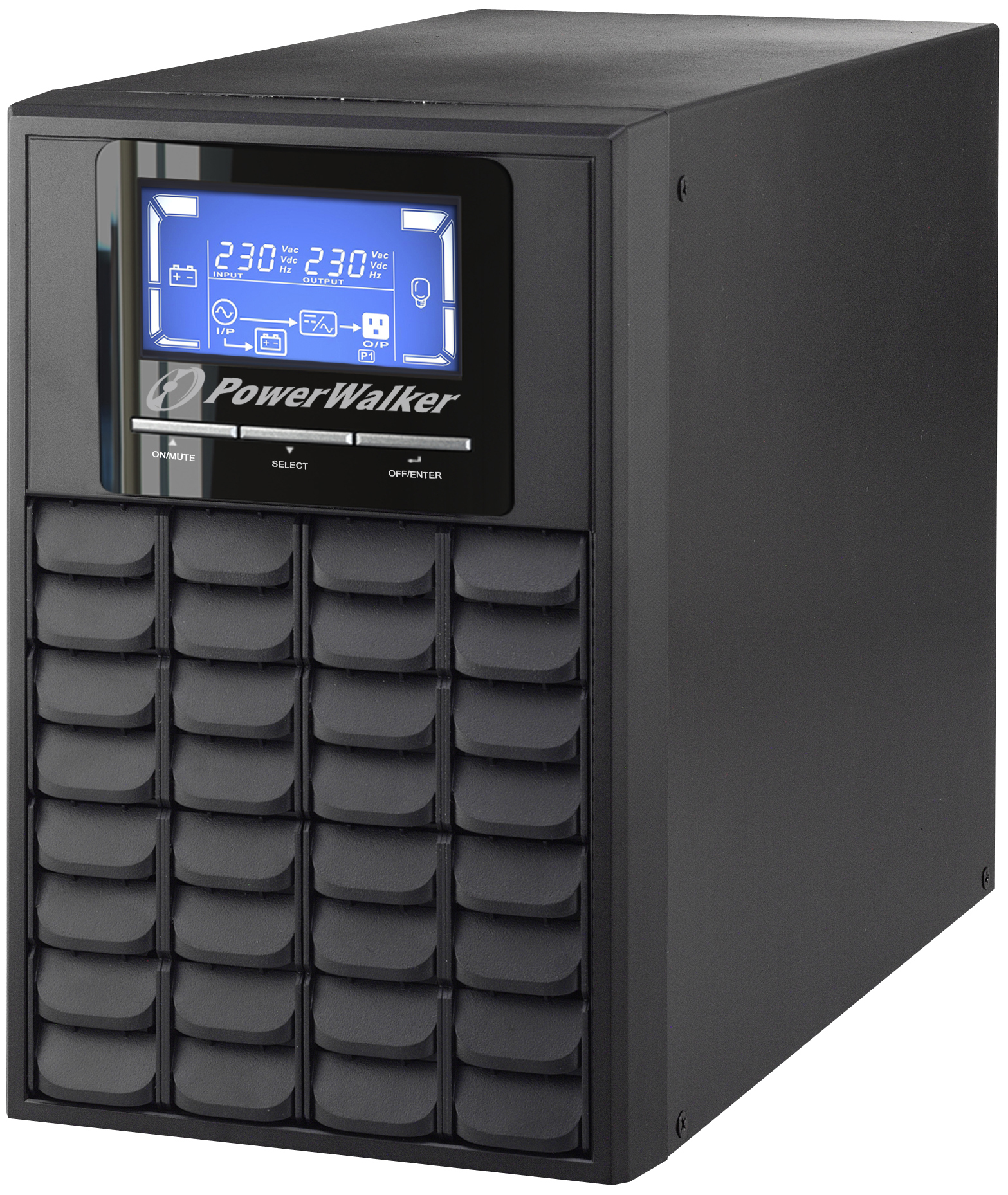 PowerWalker VFI 1000C LCD Dubbelkonvertering (Online) 1 kVA 800 W 3 AC-utgångar