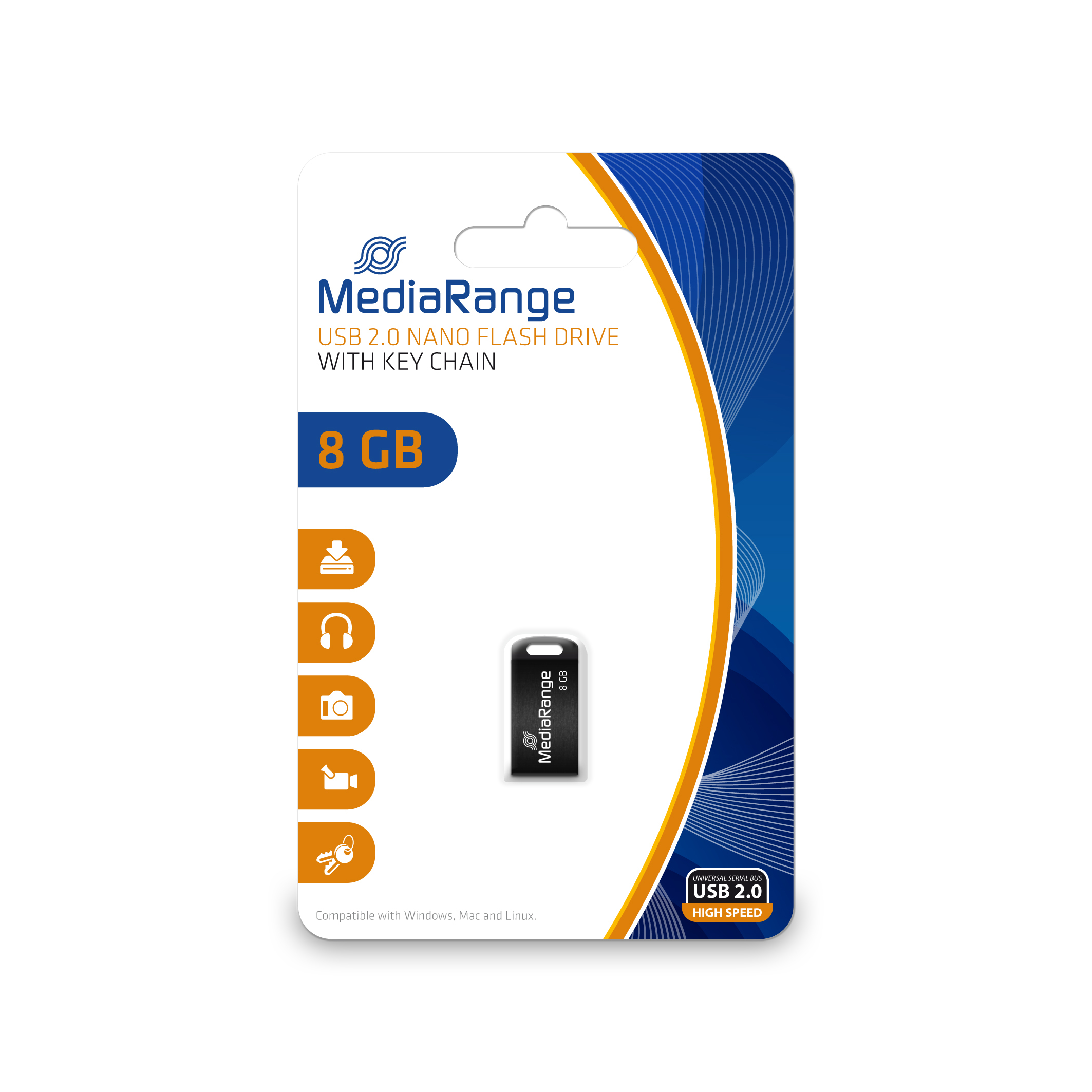 MediaRange MR920 USB-sticka 8 GB USB Type-A 2.0 Svart