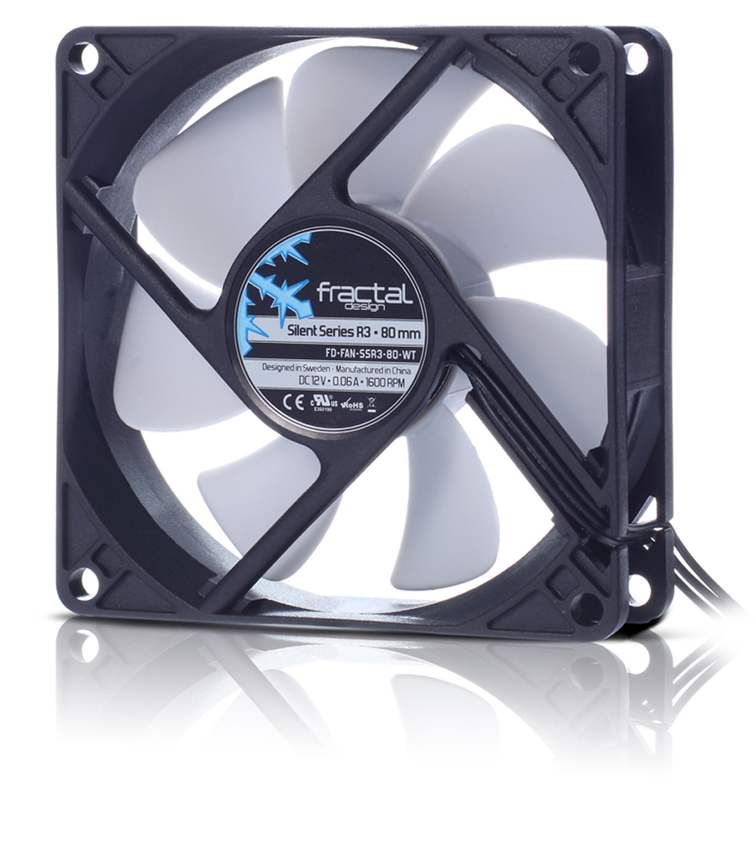 Fractal Design Silent Series R3 80 mm Datorväska Fan 8 cm Svart, Vit