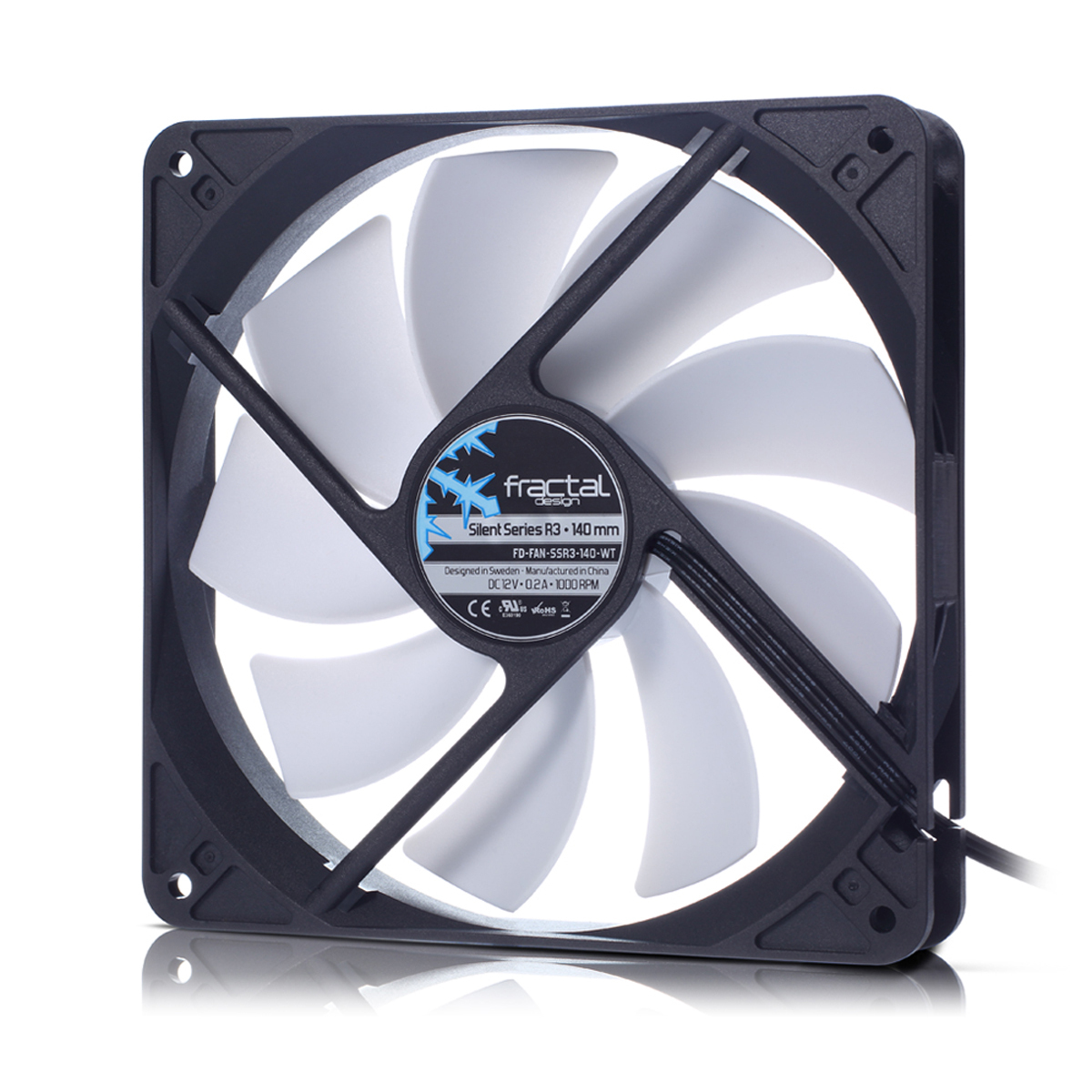 Fractal Design Silent Series R3 140mm Datorväska Fan 14 cm Svart, Vit