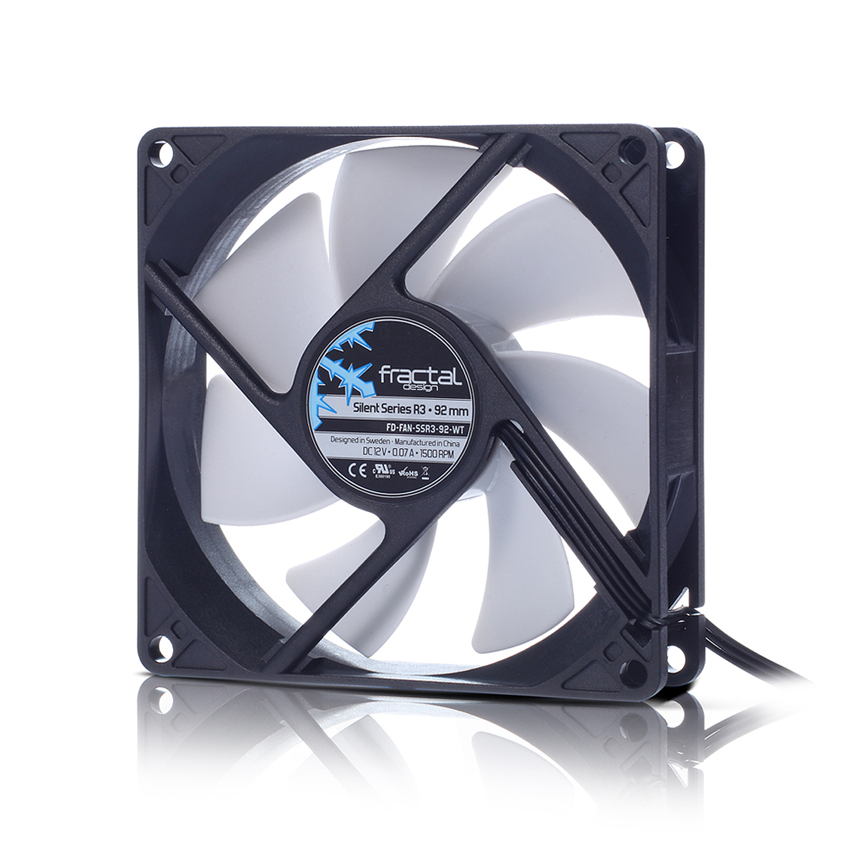 Fractal Design Silent Series R3 92mm Datorväska Fan 9,2 cm Svart, Vit