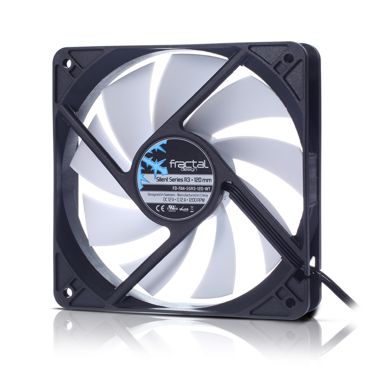 Fractal Design Silent Series R3 120 mm Datorväska Fan 12 cm Svart, Vit