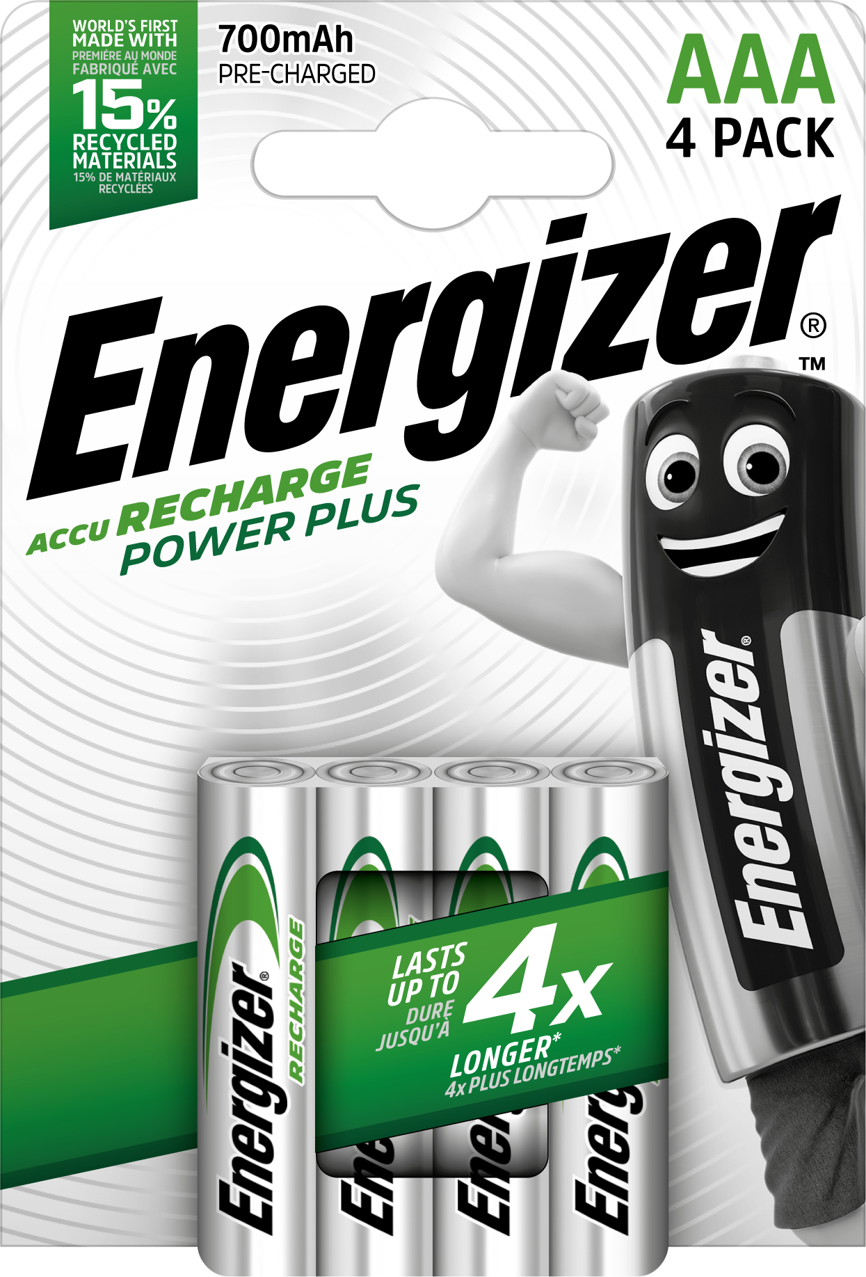 Energizer Accu Recharge Power Plus 700 AAA BP4 Laddningsbart batteri Nickel-metallhydrid (NiMH)