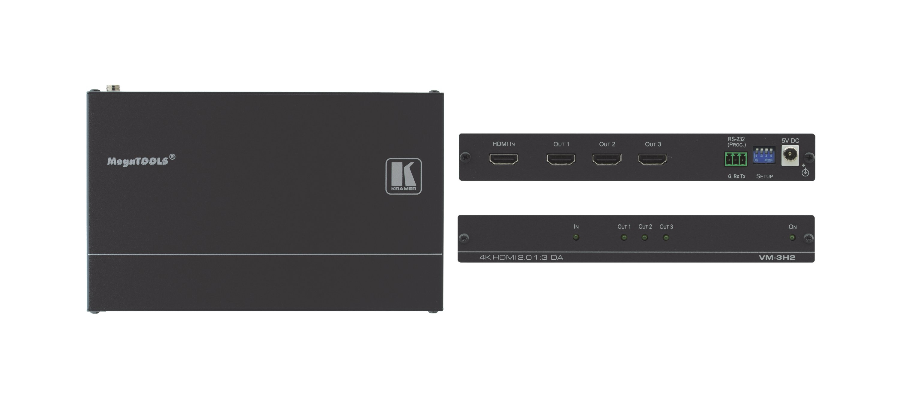 Kramer Electronics VM-3H2 linjeförstärkare för video Svart