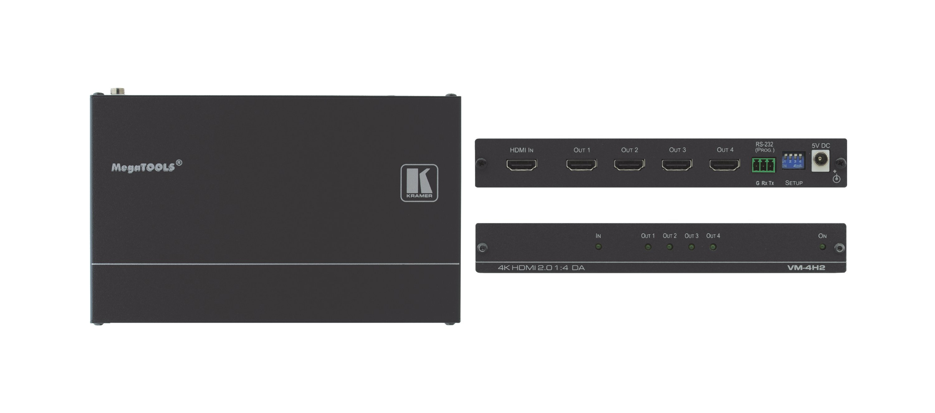 Kramer Electronics VM-4H2 linjeförstärkare för video Svart