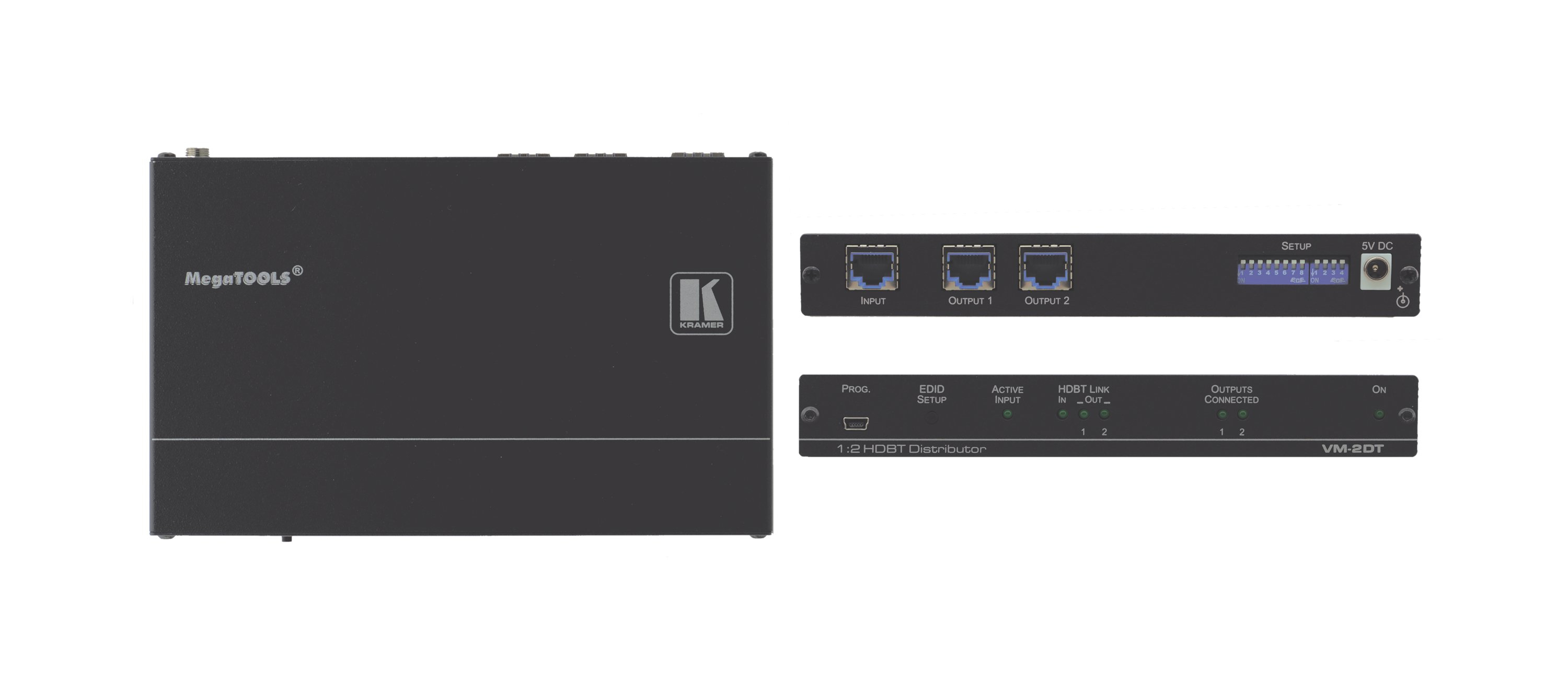Kramer Electronics VM-2DT linjeförstärkare för video Svart