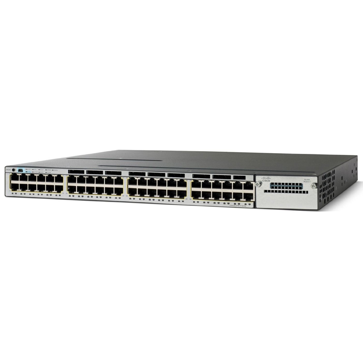 Cisco Catalyst WS-C3750X-48PF-L nätverksswitchar hanterad L2 Gigabit Ethernet (10/100/1000) Strömförsörjning via Ethernet (PoE) stöd 1U Blå, Silver