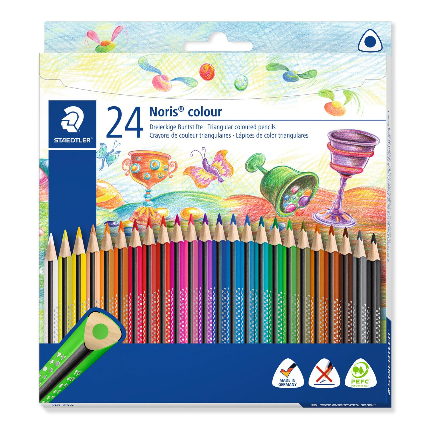 Staedtler 187 Svart, Blå, Bordeaux, Brun, Grön, Ljusblå, Ljusgrön, Ljusgrå, Magenta, Mauve, Orange, Persika, Röd, Turkos, Violett, Vit, Gul 24 styck