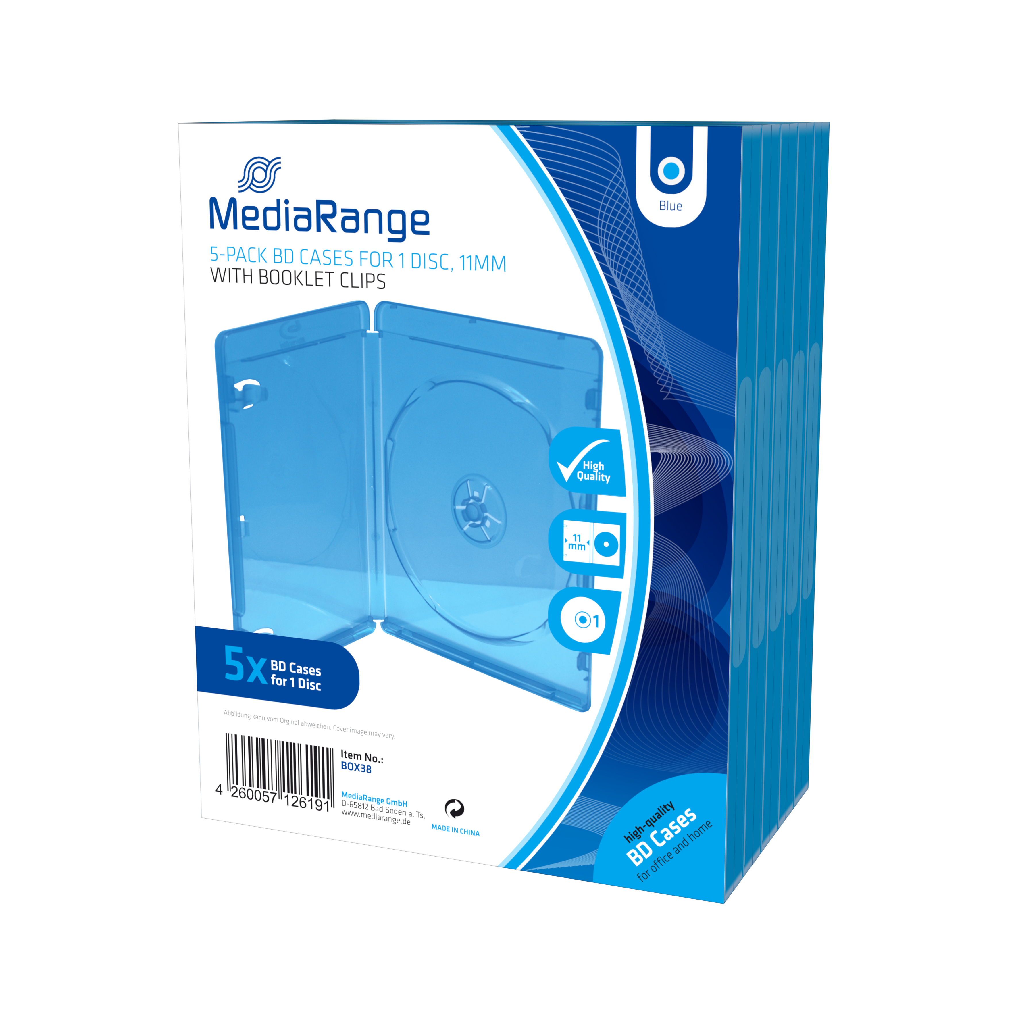 MediaRange BOX38 fodral till optiska skivor Blu-ray-fodral 1 diskar Blå