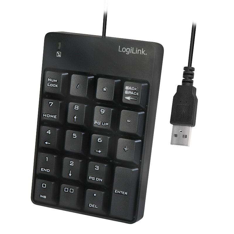 LogiLink ID0184 numeriskt tangentbord Bärbar dator Svart