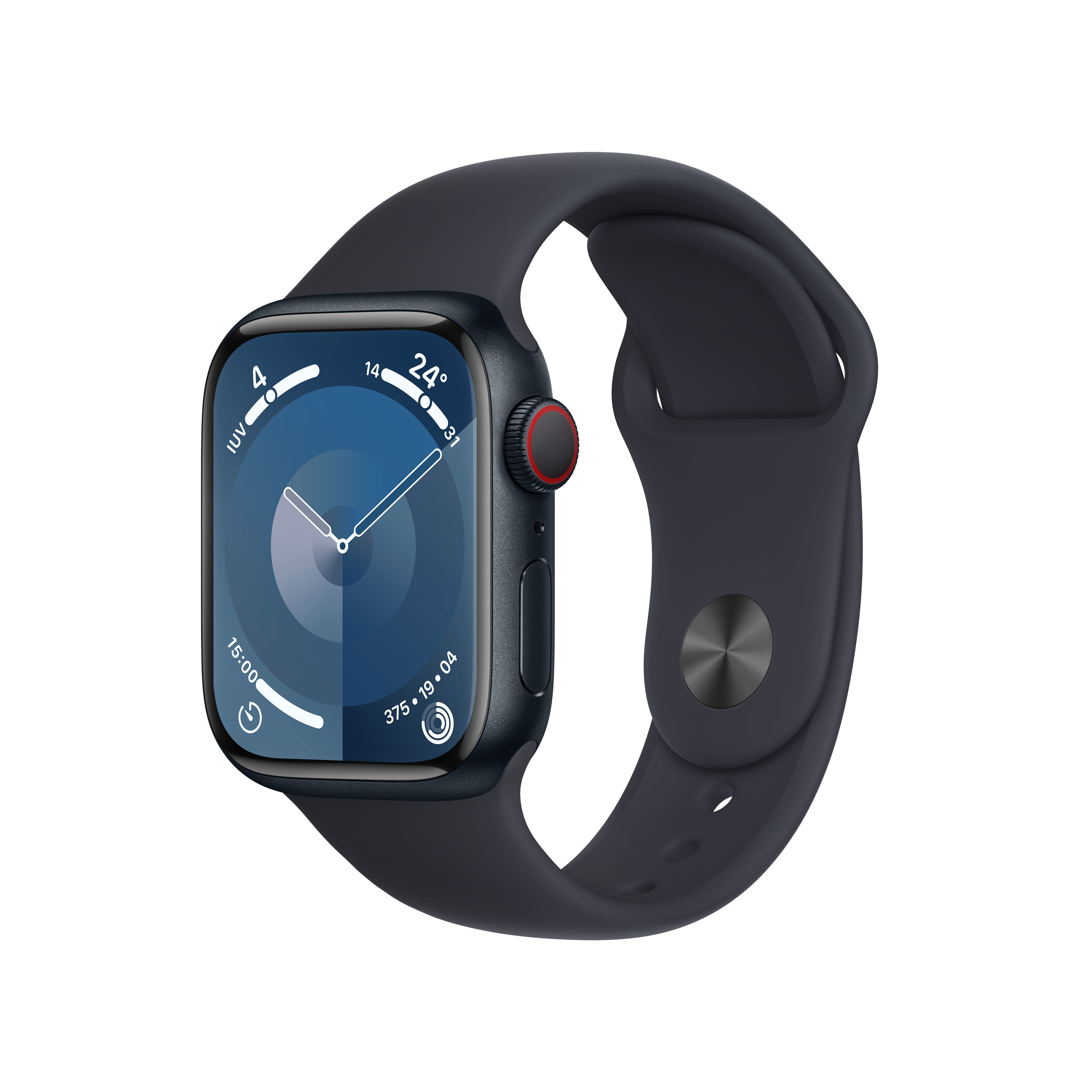 Apple Watch Series 9 41 mm Digital 352 x 430 pixlar Pekskärm 4G Svart Wi-Fi GPS