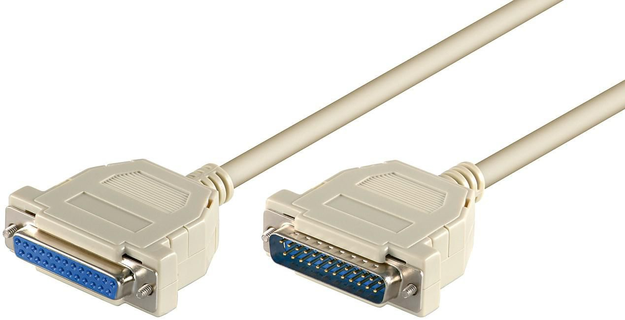 Microconnect DB25-DB25 2m seriella kablar Vit