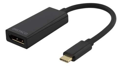 Deltaco USBC-DP USB-grafikadapter 4096 x 2160 pixlar Svart