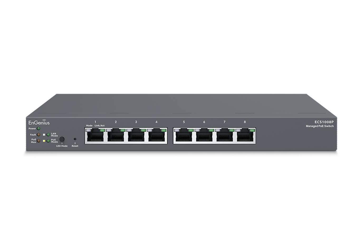 EnGenius ECS1008P nätverksswitchar hanterad L2 Gigabit Ethernet (10/100/1000) Strömförsörjning via Ethernet (PoE) stöd Svart