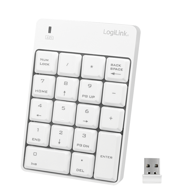 LogiLink ID0186 numeriskt tangentbord Universal RF Trådlös Vit