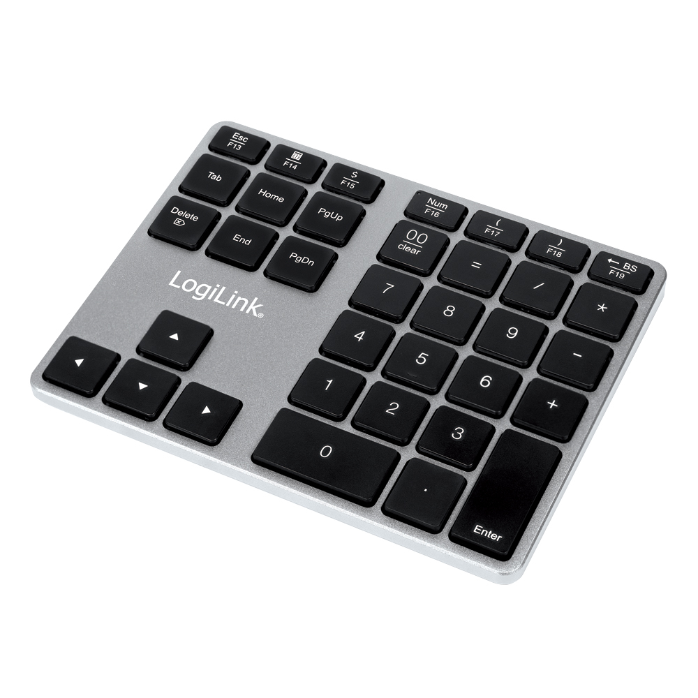 LogiLink ID0187 numeriskt tangentbord Universal Bluetooth Gjuten aluminium, Svart
