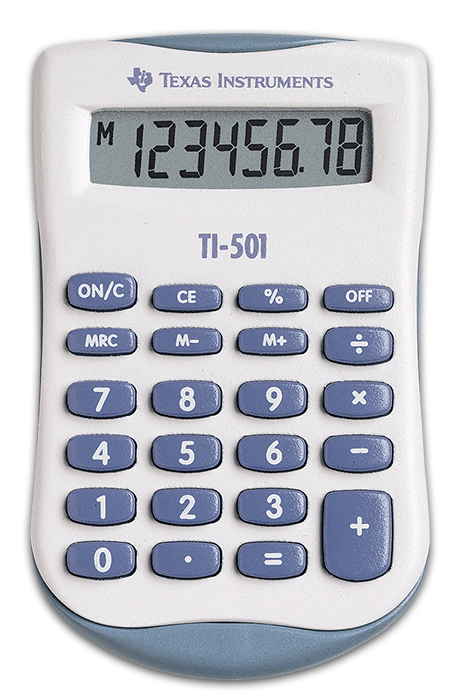 Texas Instruments TI-501 miniräknare Ficka Grundläggande Blå, Vit