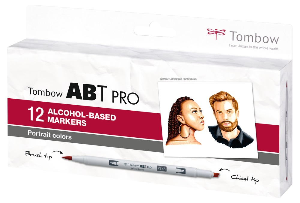 Tombow ABT Pro märkpennor 12 styck Mejsel-/penselspets Multifärg