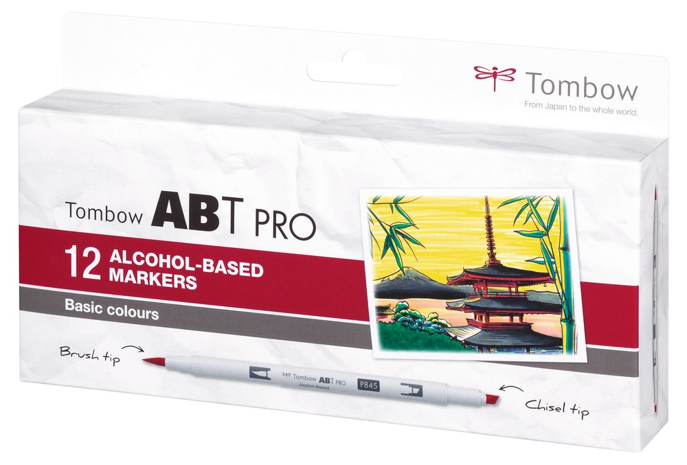Tombow ABT Pro märkpennor 12 styck Mejsel-/penselspets Multifärg