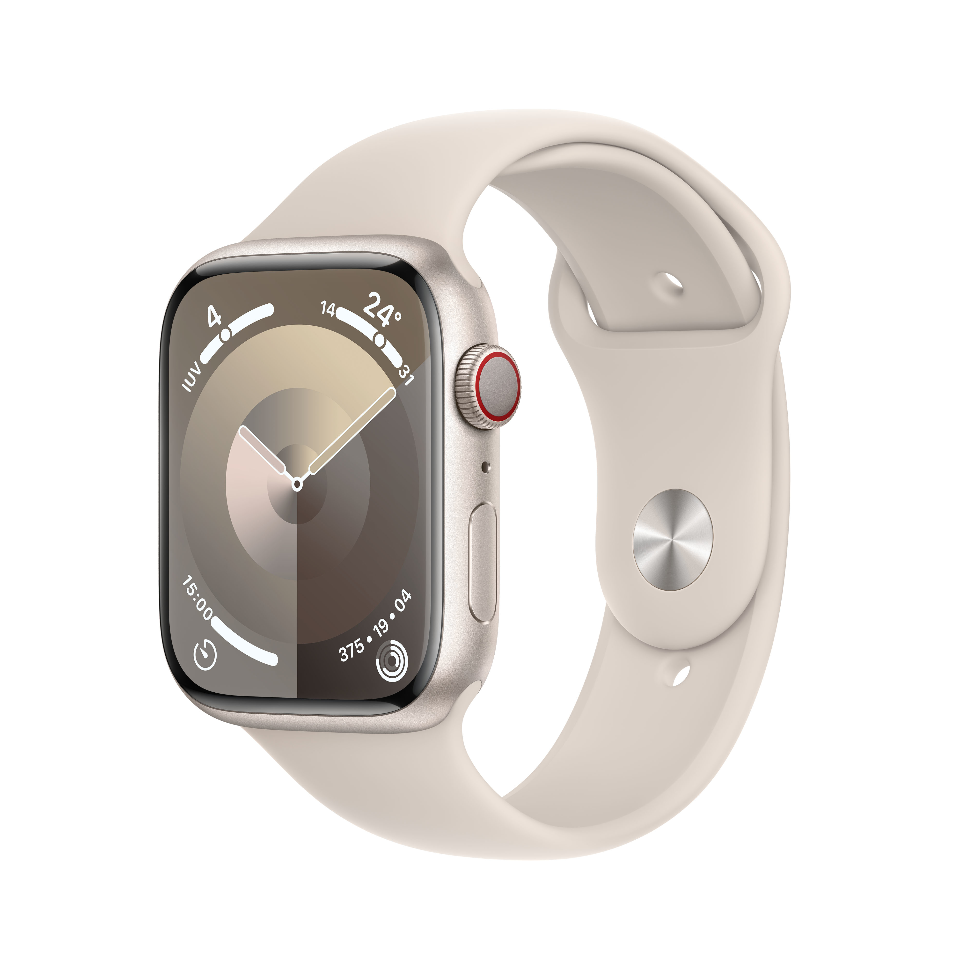 Apple Watch Series 9 45 mm Digital 396 x 484 pixlar Pekskärm 4G Beige Wi-Fi GPS