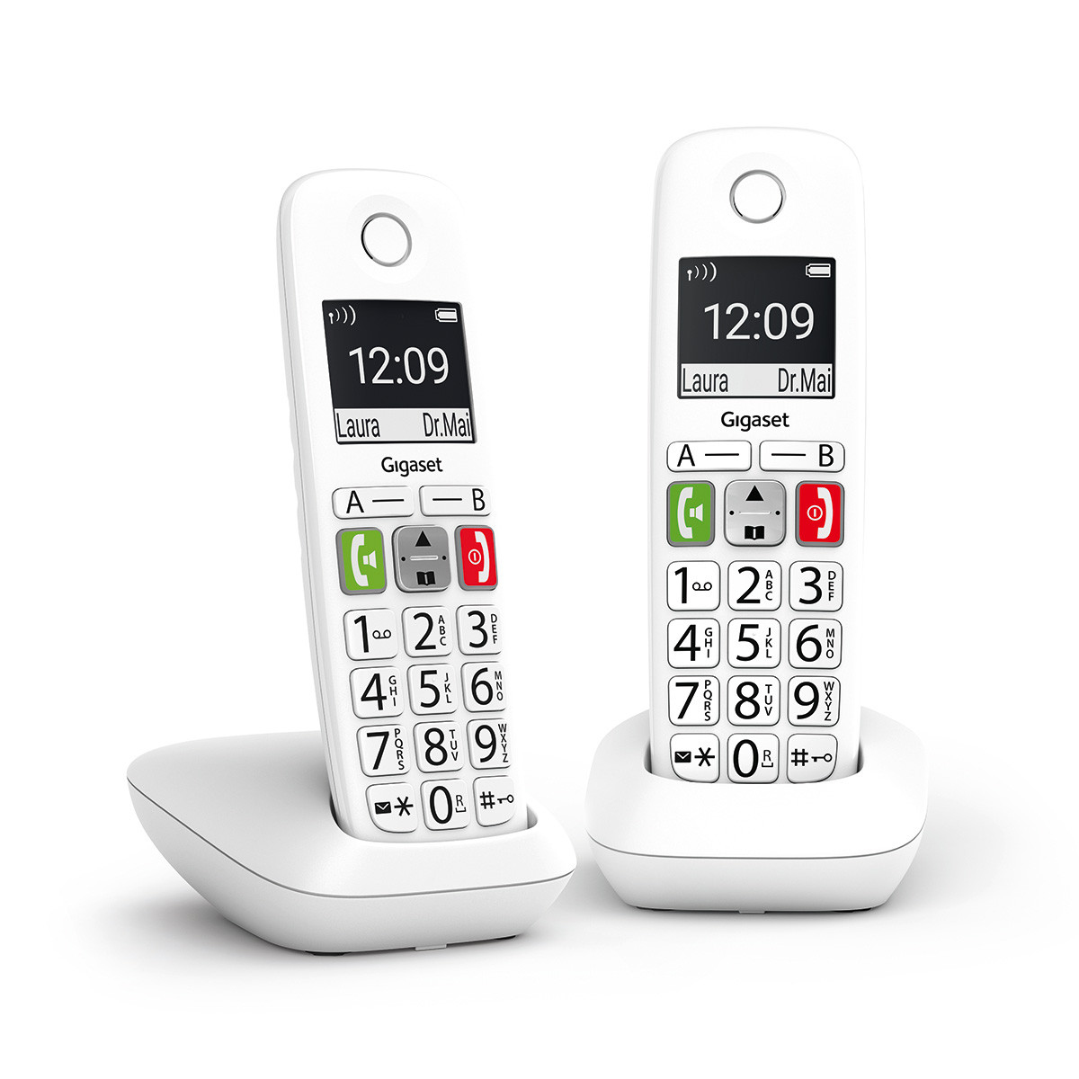Gigaset E290 Duo Analog telefon/DECT-telefon Namn och uppringnings-ID Vit