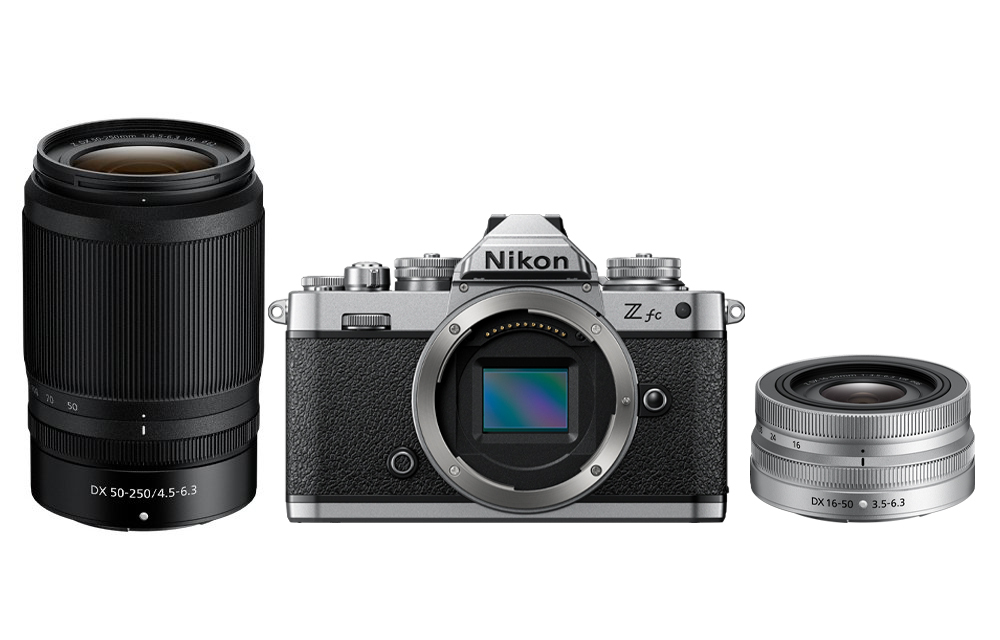 Nikon Z fc + 16-50 VR + 50-250 VR-kit MILC 20,9 MP CMOS 5568 x 3712 pixlar Svart, Silver