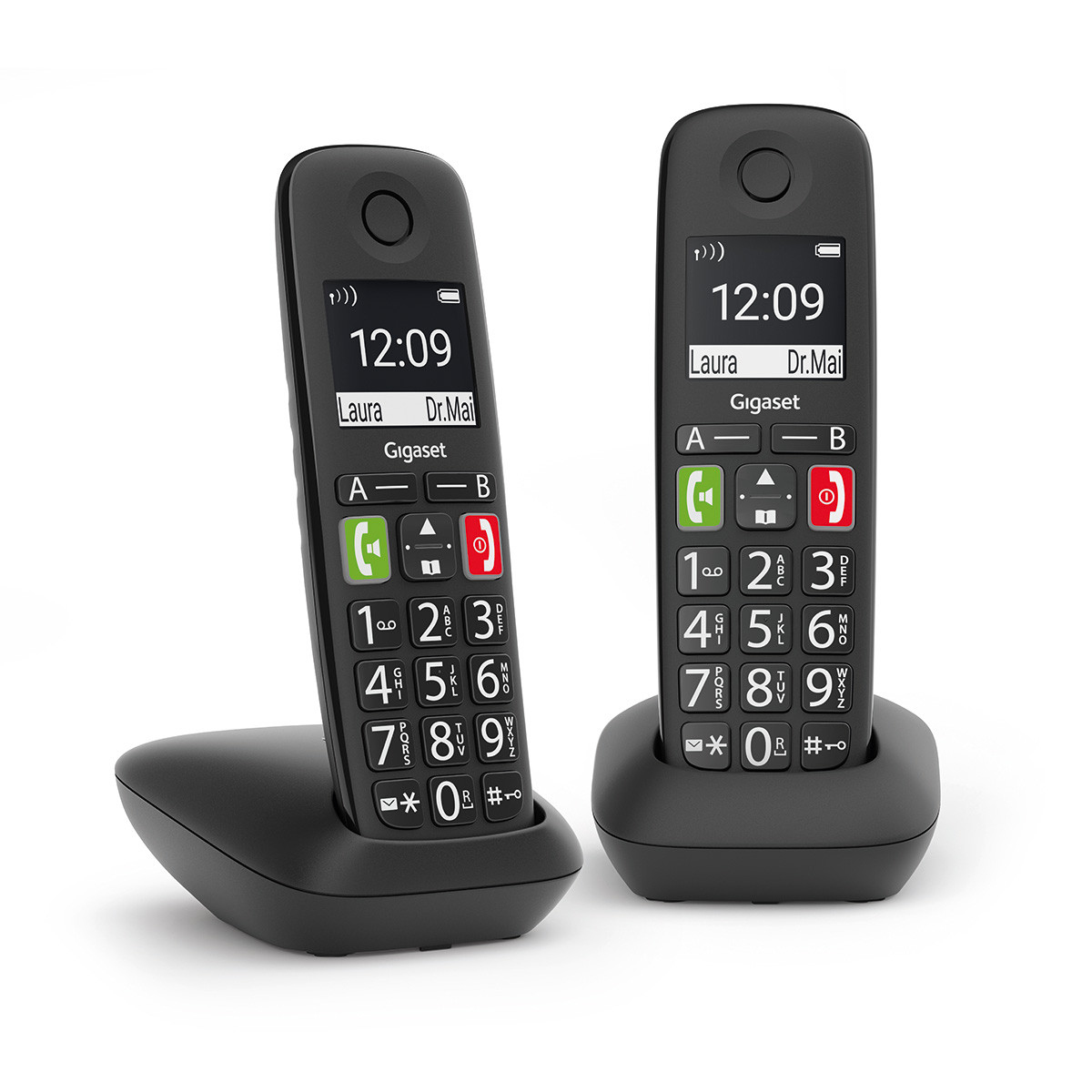 Gigaset E290 Duo Analog telefon/DECT-telefon Namn och uppringnings-ID Svart