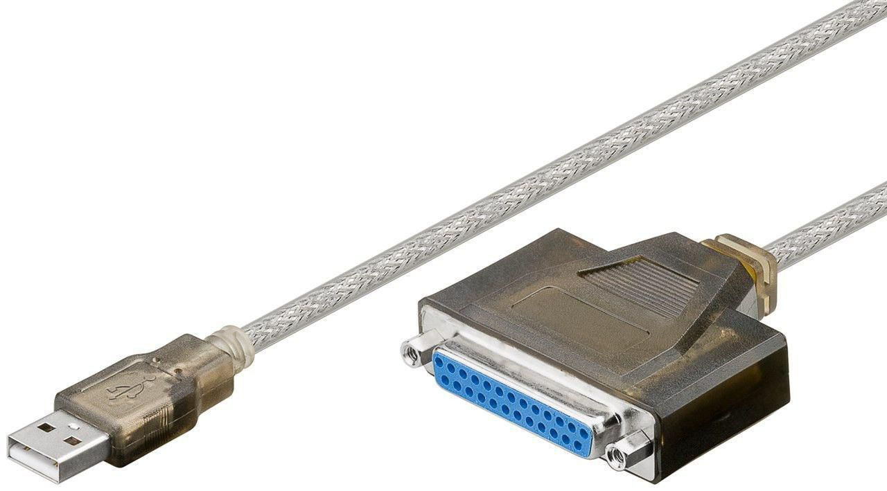 Microconnect USB/DB25 M-F 2m parallella kablar Svart, Grå