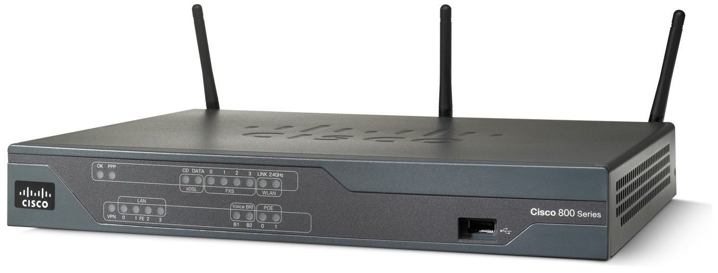 Cisco 881 trådlös router Snabb Ethernet Singel-band (2,4 GHz) 3G Svart