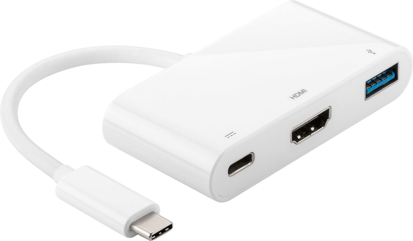 Microconnect 0.2m USB C - USB/HDMI/USB USB-grafikadapter Vit