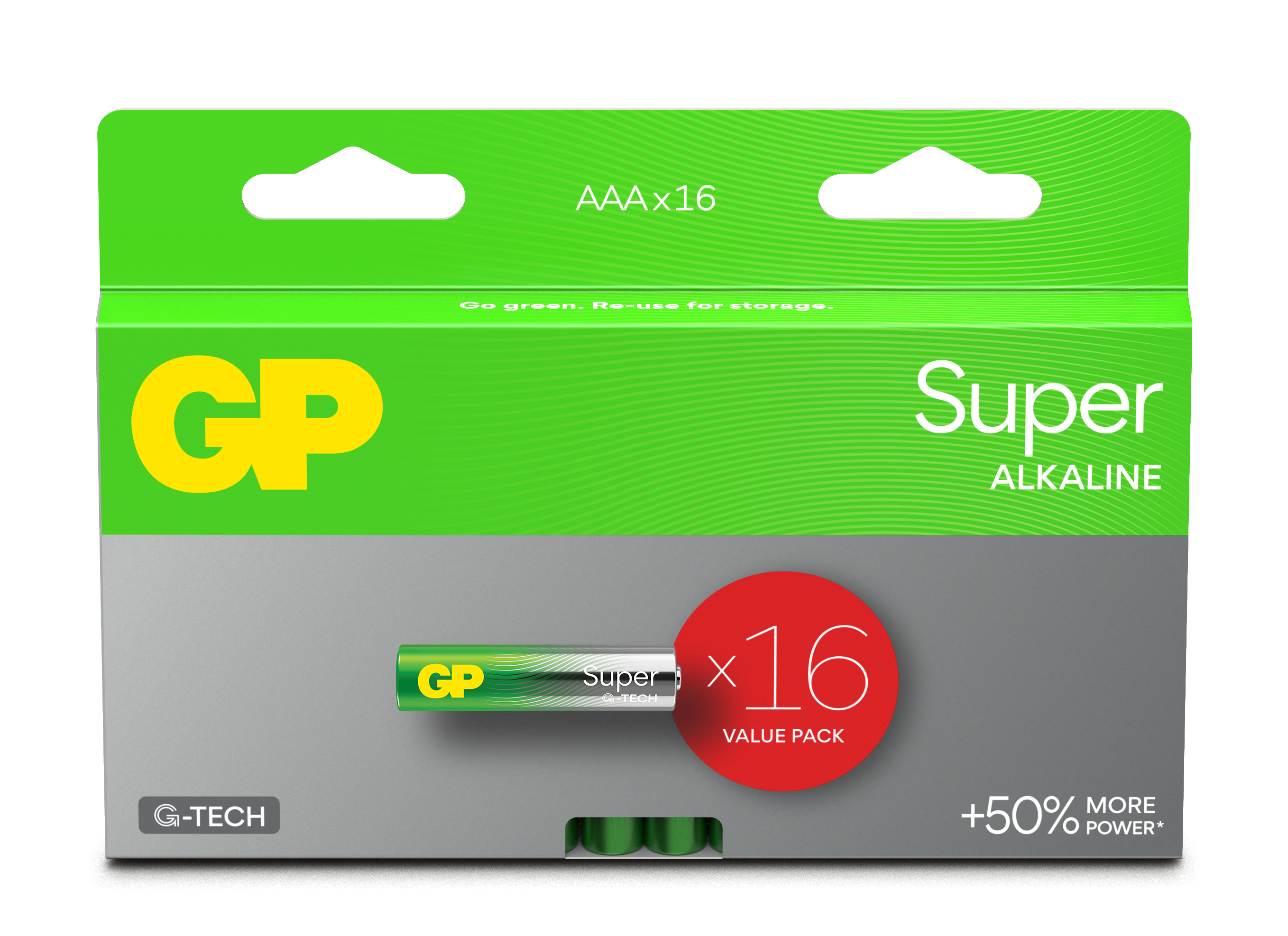 GP Batteries GP Super Alkaline Battery, Size AAA, LR03, 1.5V, 16-pack