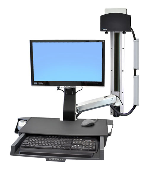 Ergotron StyleView Sit-Stand Combo System with Worksurface 61 cm (24') Gjuten aluminium Vägg