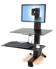 Ergotron WorkFit-S, Single LD with Worksurface+ Svart Plattskärm Multimediastativ