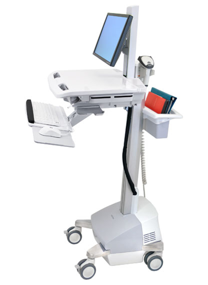 Ergotron StyleView EMR Cart with LCD Pivot, SLA Powered Gjuten aluminium, Grå, Vit Plattskärm Multimediavagn