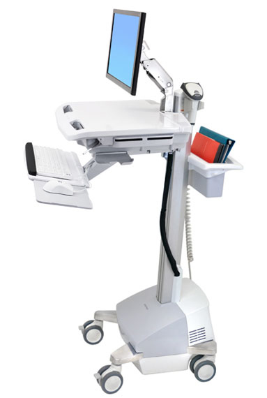 Ergotron StyleView EMR with LCD Arm, SLA Powered, EU Gjuten aluminium, Grå, Vit Multimediavagn