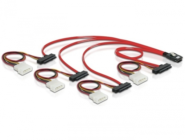 DeLOCK Cable mini SAS 36pin to 4x SAS 29pin SCSI-kablar Röd 0,5 m
