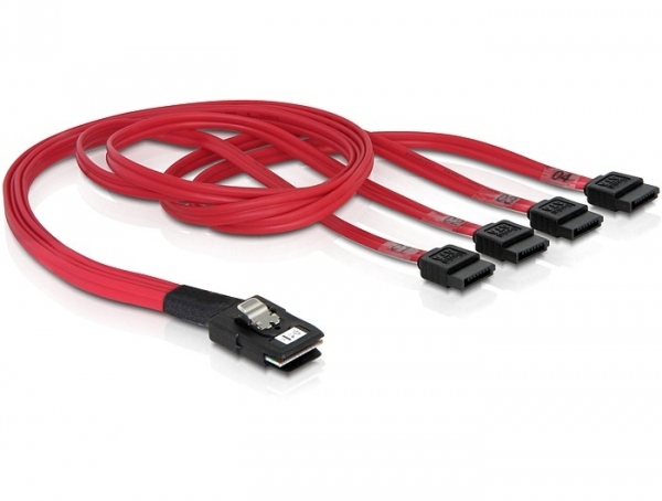 DeLOCK Cable mini SAS 36pin to 4x SATA SCSI-kablar Röd 0,5 m