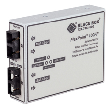 Black Box LMC250A-ST mediakonverterare för nätverk 100 Mbit/s 1300 nm Flerläge, Enkelläge Svart, Vit