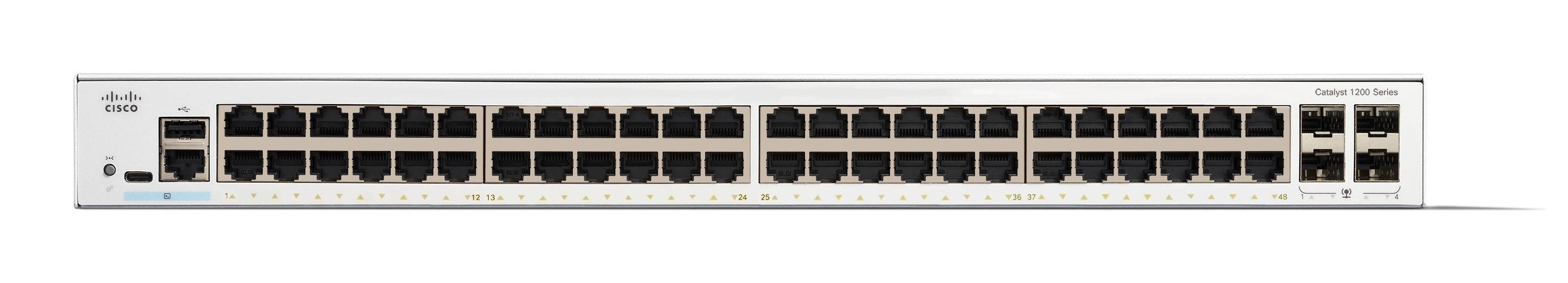 Cisco Catalyst 1200-48T-4G Smart Switch, 48 Port GE, 4x1GE SFP, Limited Lifetime Protection (C1200-48T-4G). Switch type: M