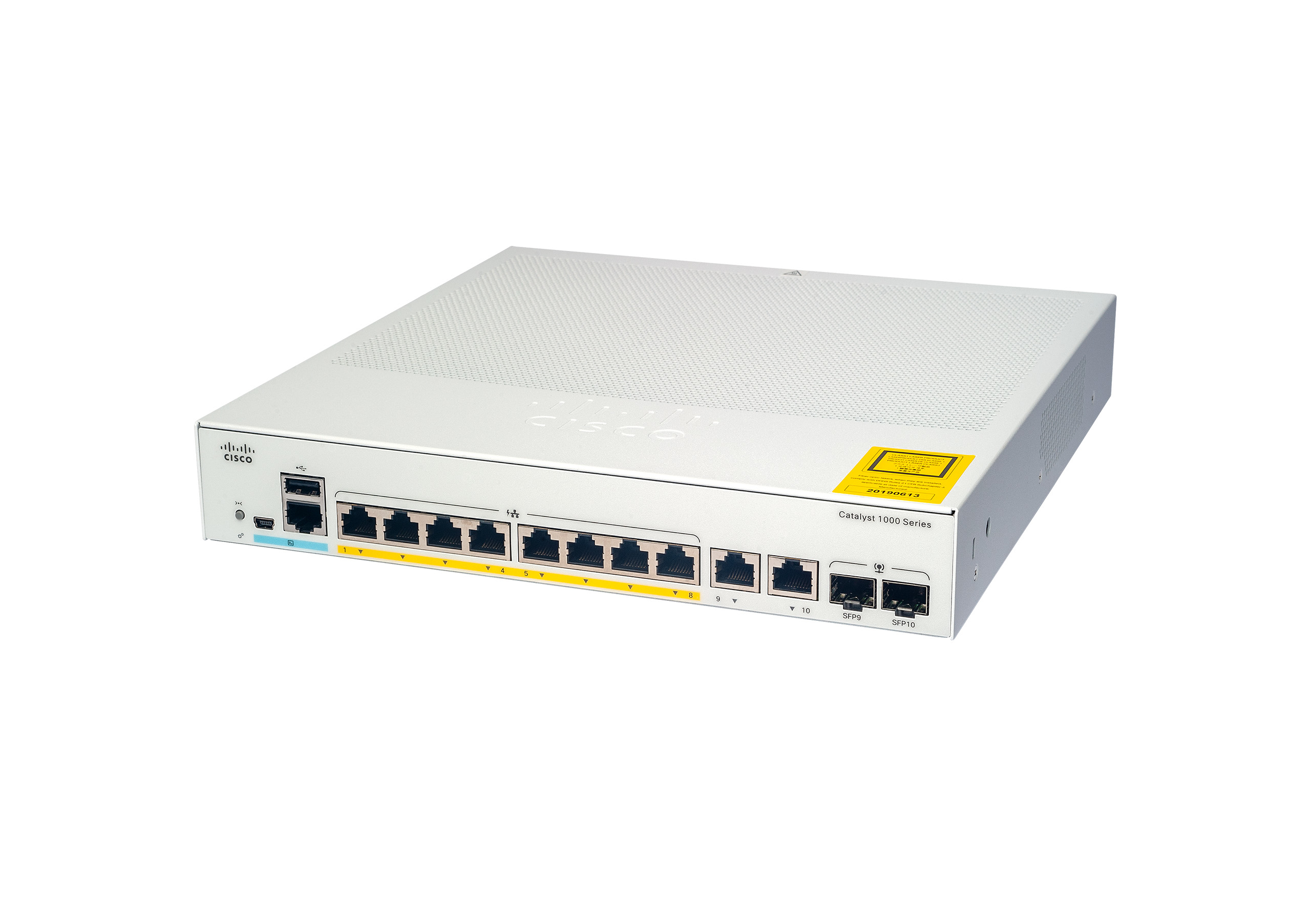 Cisco Catalyst 1000-8T-2G-L Network Switch, 8 Gigabit Ethernet (GbE) Ports, 2x 1G SFP/RJ-45 Combo Ports, Fanless Operation