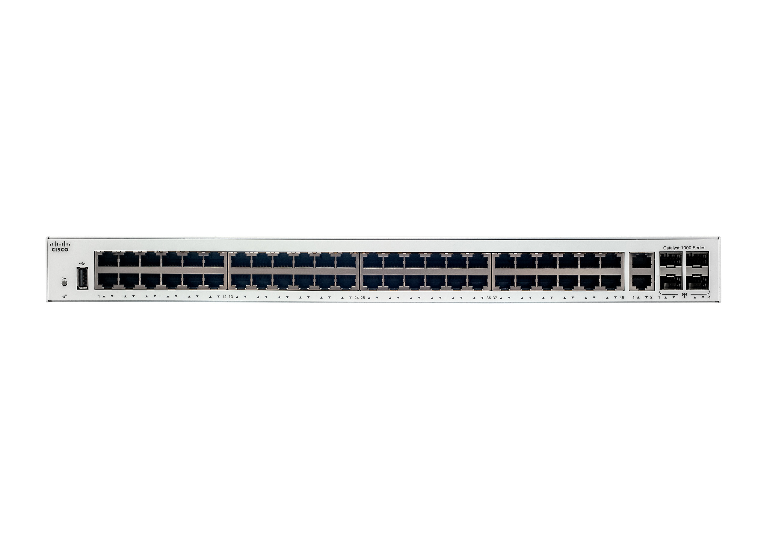Cisco Catalyst 1000-48T-4G-L Network Switch, 48 Gigabit Ethernet (GbE) Ports, four 1 G SFP Uplink Ports, Enhanced Limited 