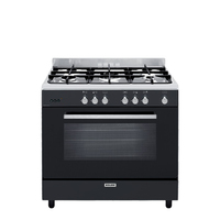Glem Gas GE960CMBK2 four et cuisinière Gaz Noir, Acier inoxydable A