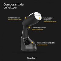 SteamOne S-Travel Défroisseur vapeur portatif 0,26 L 140 W Noir, Chrome