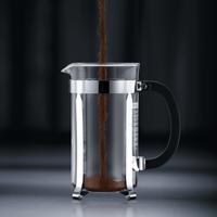 Bodum Chambord Noir, Acier inoxydable, Transparent