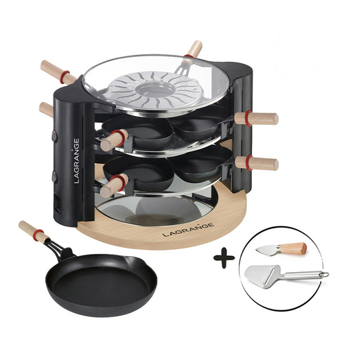 LAGRANGE Evolution raclette 8 personne(s) 900 W Noir, Chrome, Transparent, Bois
