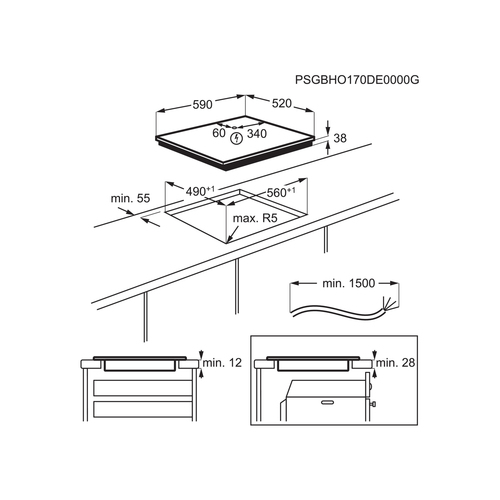 ELECTROLUX Table de cuisson vitrocéramique encastrable EHF6547FOK