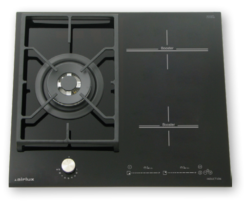 Airlux ATGI612BK plaque Noir Intégré 60 cm Combi 3 zone(s)