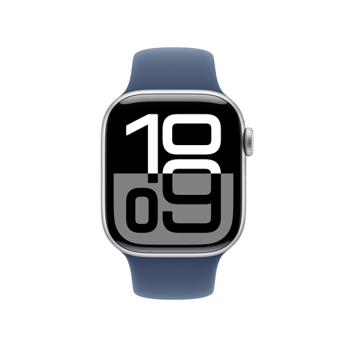 Apple Watch Series 10 GPS 42mm Silver Aluminium Case with Denim Sport Band - M/L. Display technology: OLED, Display resolu